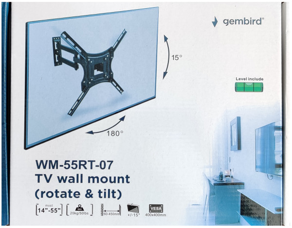 WM-55RT-07 Gembird rotate/tilt VESA max. 40x40cm 14-55
