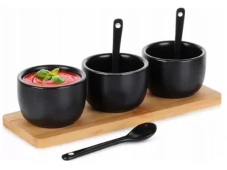 Vilde 139686 -Set od tri činije sa kašičicom CRNI