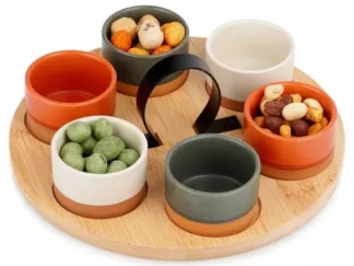 Vilde 139748 - Činije za grickalice na dasci od bambusa 24x24x12cm