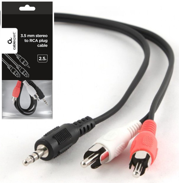 CCA-458-2.5M Gembird 3.5 mm stereo to RCA plug