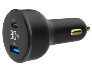 TA-UC-AC2PD30LCD-CAR-01 Gembird 2-port USB brzi punjač za auto, Type-C PD, LCD, 30W, black