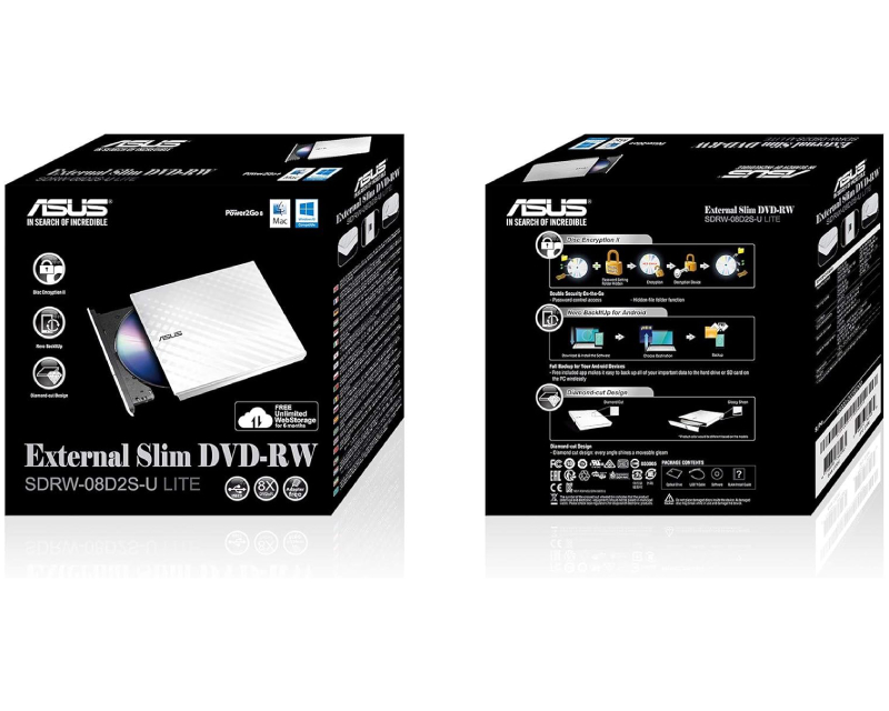 ASUS SDRW-08D2S-U LITE DVD±RW USB eksterni rezač beli - Image 2