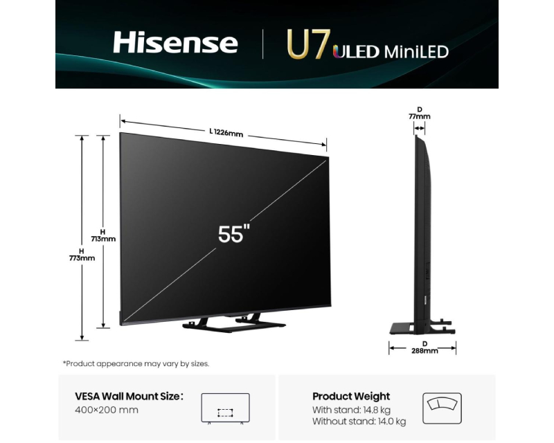 HISENSE 55 inča 55U7Q ULED Mini-LED 4K UHD Smart TV - Image 9
