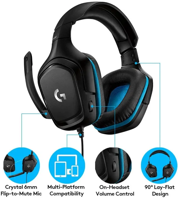 Slušalice žične gaming Logitech G432 7.1 crno/plave 981-000770 - Image 2