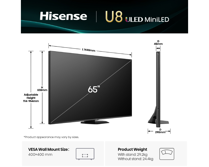 HISENSE 65 inča 65U8Q ULED 4K UHD Smart TV outlet - Image 3