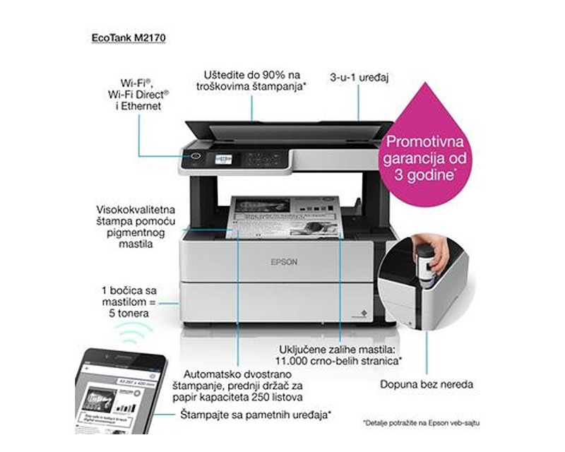 EPSON M2170 EcoTank ITS multifunkcijski inkjet crno-beli štampač - Image 2