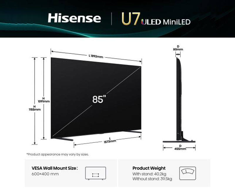 HISENSE 85 inča 85U7Q ULED Mini-LED 4K UHD Smart TV - Image 2