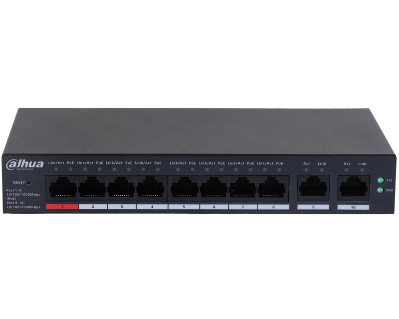 DAHUA CS4010-8GT-110 10-Port Cloud Managed Desktop Gigabit Switch with 8-Port PoE - Image 2