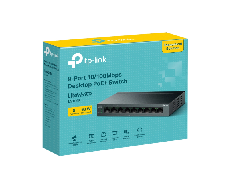 TP-LINK_ LS109P(UN) 9-Port 10/100Mbps Desktop Switch sa 8-Portova PoE+ - Image 3