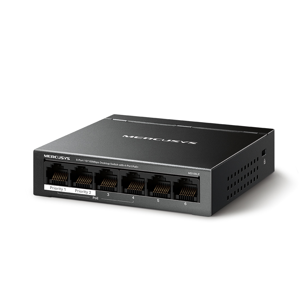 MERCUSYS MS106LP(UN) 6-Port 10/100Mbps Desktop Switch with 4-Port PoE+ - Image 2