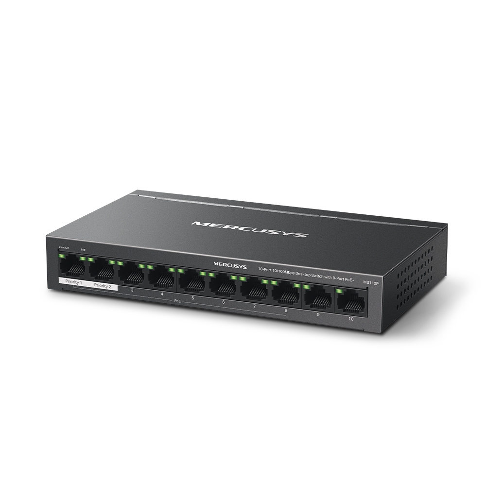 MERCUSYS MS110P(UN) 0-Port 10/100Mbps Desktop Switch with 8-Port PoE+ - Image 2
