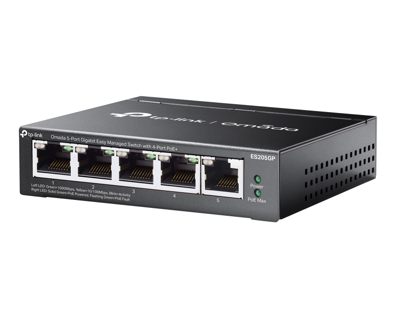 TP-LINK ES205GP Omada 5-Port Gigabit Easy Managed Switch with 4-Port PoE+ - Image 3