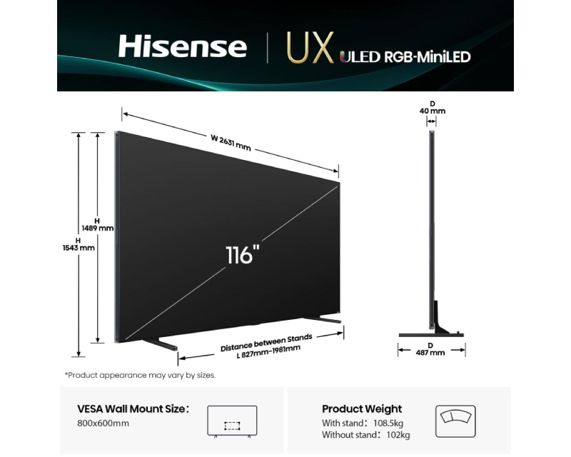 HISENSE 116 inča 116UXQ Mini-LED 4K UHD Smart TV - Image 2