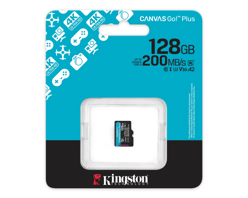 KINGSTON Memorijska kartica U3 V30 microSDXC 128GB Canvas Go Plus 200MB/s A2 SDCG4/128GBSP