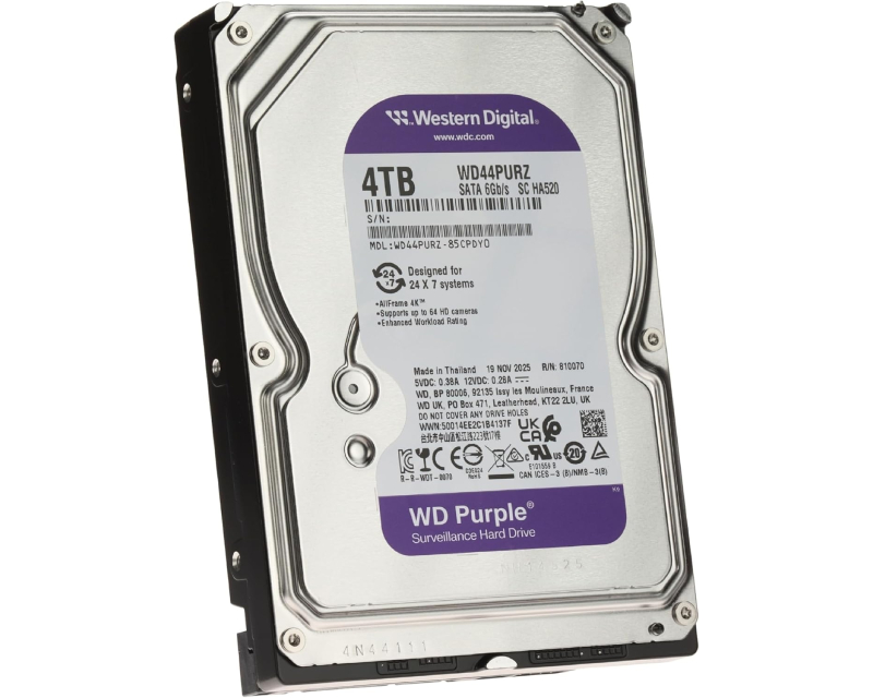 WD 4TB 3.5 inča SATA III 128MB IntelliPower WD44PURZ Purple hard disk