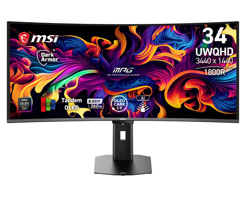 MSI 34 inča MPG 341CQR QD-OLED X36 UWQHD 3440x1440 360Hz FreeSync Premium Pro zakrivljeni gaming monitor